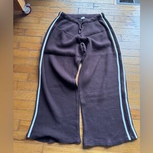 Donni Thermal Crop Stripe Pant in Espresso